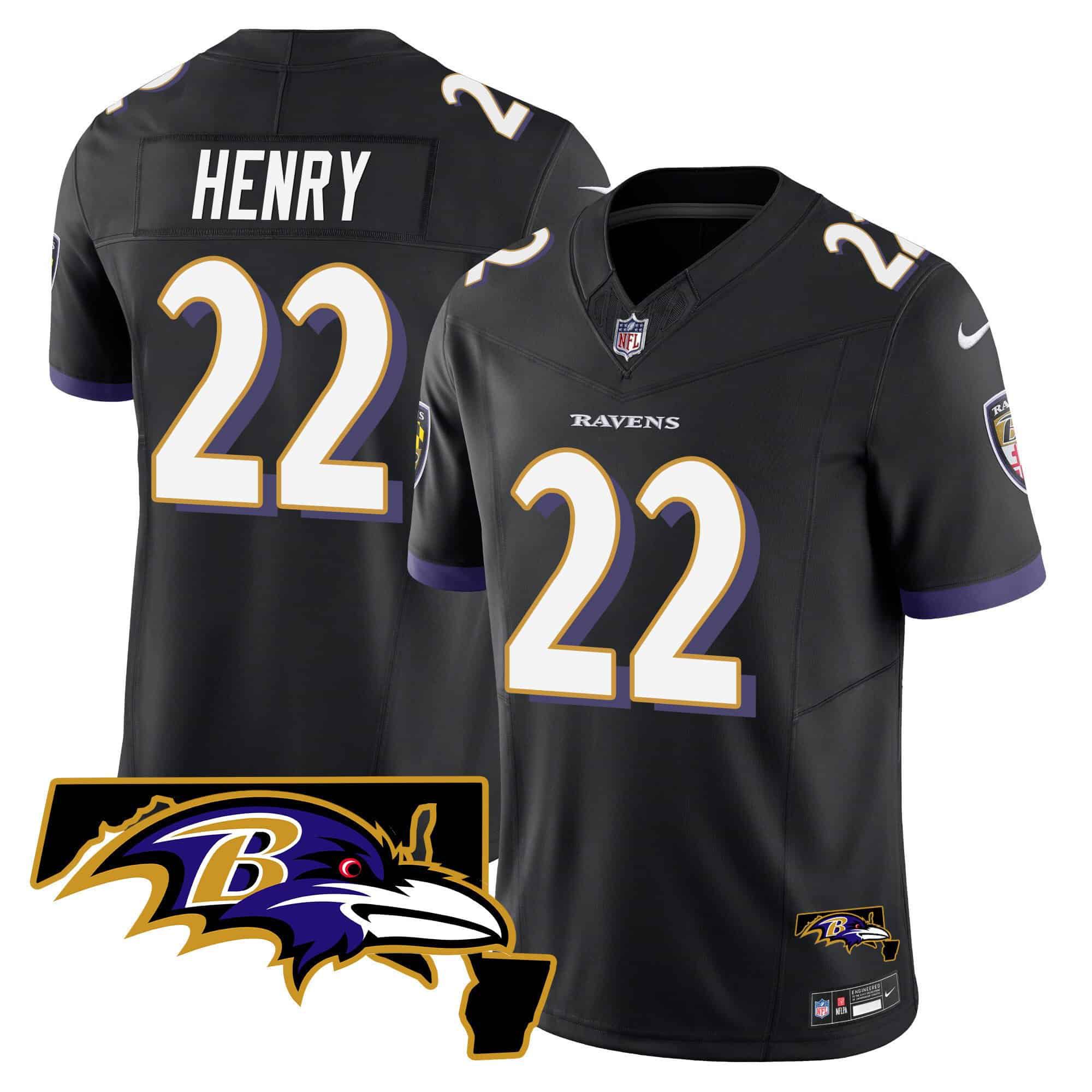 Men Baltimore Ravens #22 Henry Black 2024 Nike Maryland Patch Vapor Limited NFL Jersey style 1->indianapolis colts->NFL Jersey